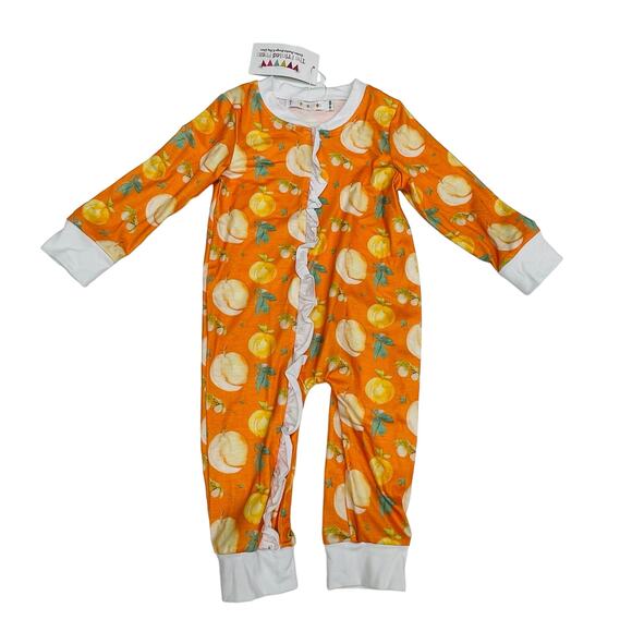 NWT The Printed Press 12-18M Peaches Romper - Picture 1 of 3